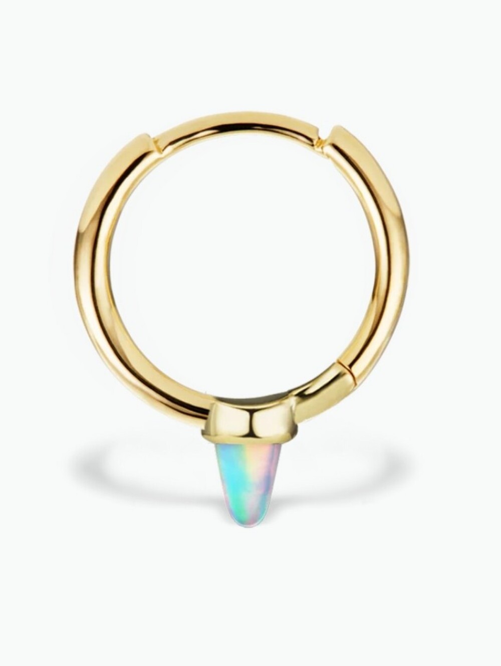 Maria Tash Yellow Gold Opal Single Short Spike Hoop Earring (Non-Rotating)